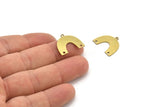 Brass Charm, 12 Raw Brass, Brass Pendants, Charm Pendants, U Shaped Charms, Brass Semi Circle Charms With 3 Holes (20x16x0.60mm) A3222