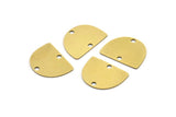 Semi Circle Charm, 10 Raw Brass Half Moon Charms With 2 Holes, Brass Connectors (18x14x0.60mm) A3214