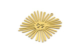 Brass Sun Charm, 4 Raw Brass Sun Charms With 1 Loop, Findings (36x34x0.60mm) A3837