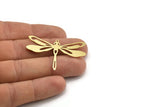 Brass Dragonfly Charm, 6 Raw Brass Dragonfly Shaped Charms With 1 Loop, Pendants, Findings (31x48x0.60mm) A3302