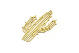 Brass Cactus Charm, 12 Raw Brass Cactus Shaped Charms With 1 Loop, Pendant Findings, Earring Charms (39x23x0.60mm) A3251
