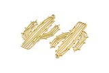 Brass Cactus Charm, 12 Raw Brass Cactus Shaped Charms With 1 Loop, Pendant Findings, Earring Charms (39x23x0.60mm) A3251