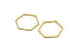 Brass Hexagon Charm, 24 Raw Brass Hexagon Rings, Connectors (23x21x1mm) A3343