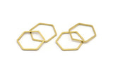 Brass Hexagon Charm, 24 Raw Brass Hexagon Rings, Connectors (23x21x1mm) A3343