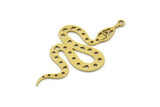 Brass Snake Charm, 6 Raw Brass Snake Pendants With 1 Loop, Charms, Findings (40x22x0.60mm) A3231