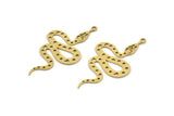 Brass Snake Charm, 6 Raw Brass Snake Pendants With 1 Loop, Charms, Findings (40x22x0.60mm) A3231
