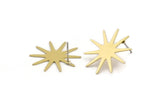 Brass Star Earring, 8 Raw Brass Star Shaped Stud Earrings (24x23x0.60mm) A3374