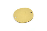 Brass Round Charm, 8 Raw Brass Irregular Shaped Round Charms With 2 Holes, Connectors (18x0.60mm) A3215