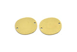 Brass Round Charm, 8 Raw Brass Irregular Shaped Round Charms With 2 Holes, Connectors (18x0.60mm) A3215