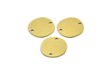 Brass Round Charm, 12 Raw Brass Irregular Shaped Round Charms With 2 Holes, Connectors (14x0.60mm) A3220