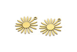 Brass Flower Charm, 24 Raw Brass Flower Charms With 1 Loop, Charm Pendants (20x17x0.60mm) A3292