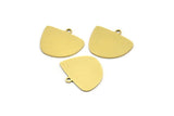 Semi Circle Charm, 10 Raw Brass Irregular Shaped Semi Circle Charms With 1 Loop, Pendant Charms (16x19x0.60mm) A3284