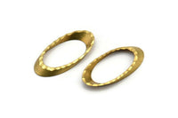 Geometric Ring Connector, 20 Raw Brass Textured Oval Findings  (24x12mm)  D0326--D0325