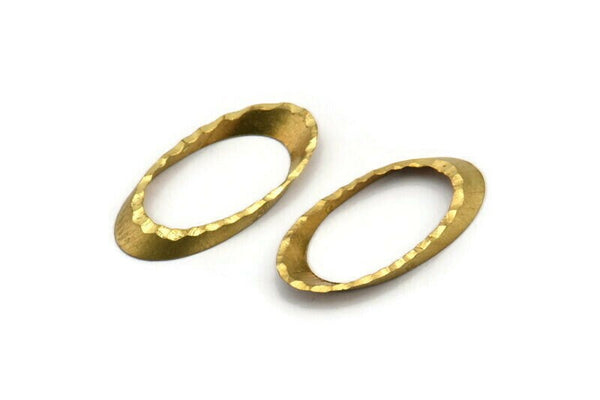 Geometric Ring Connector, 20 Raw Brass Textured Oval Findings  (24x12mm)  D0326--D0325