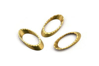 Geometric Ring Connector, 20 Raw Brass Textured Oval Findings  (24x12mm)  D0326--D0325