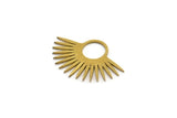 Brass Sun Charm, 12 Raw Brass Sunshine Charms, Pendants, Findings (23x15x0.60mm) A3876