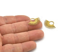Brass Sun Charm, 12 Raw Brass Sunshine Charms, Pendants, Findings (23x15x0.60mm) A3876
