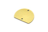 Semi Circle Charm, 10 Raw Brass Half Moon Charms With 2 Holes, Connectors (18x14x0.80mm) A3077