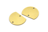 Semi Circle Charm, 10 Raw Brass Half Moon Charms With 2 Holes, Connectors (18x14x0.80mm) A3077