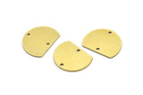 Semi Circle Charm, 10 Raw Brass Half Moon Charms With 2 Holes, Connectors (18x14x0.80mm) A3077