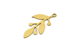 Brass Leaf Charm, 12 Raw Brass Leaf Charms With 1 Loop, Charm Pendants (27x14x0.60mm) A3387