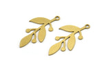 Brass Leaf Charm, 12 Raw Brass Leaf Charms With 1 Loop, Charm Pendants (27x14x0.60mm) A3387