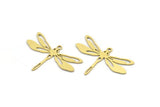Brass Dragonfly Charm, 12 Raw Brass Dragonfly Shaped Charms With 1 Loop, Pendants, Findings (20x30x0.60mm) A3446