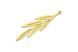 Brass Leaf Charm, 10 Raw Brass Leaf Charms With 1 Loop, Charm Pendants (48x15x0.60mm) A3458