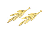 Brass Leaf Charm, 10 Raw Brass Leaf Charms With 1 Loop, Charm Pendants (48x15x0.60mm) A3458