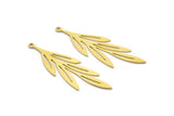 Brass Leaf Charm, 10 Raw Brass Leaf Charms With 1 Loop, Charm Pendants (48x15x0.60mm) A3458