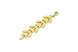 Brass Leaf Charm, 24 Raw Brass Branch Charms With 1 Loop, Charm Pendants (31x7x0.60mm) A3462
