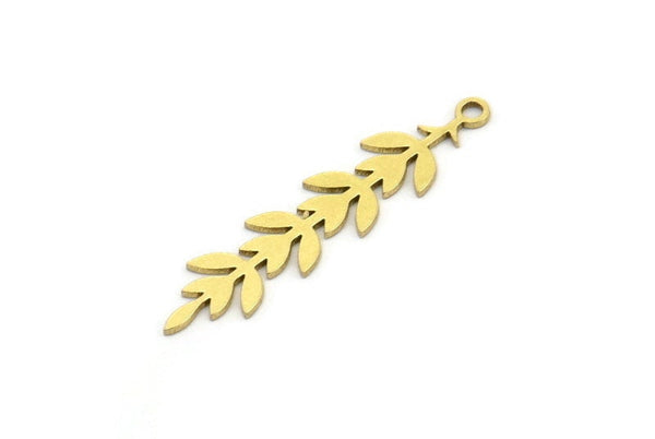 Brass Leaf Charm, 24 Raw Brass Branch Charms With 1 Loop, Charm Pendants (31x7x0.60mm) A3462