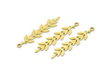Brass Leaf Charm, 24 Raw Brass Branch Charms With 1 Loop, Charm Pendants (31x7x0.60mm) A3462