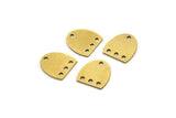 Brass D Shaped Charm, 24 Raw Brass D Shaped Charms With 4 Holes, Connectors, Findings (10x9x0.60mm) A3427
