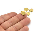 Brass D Shaped Charm, 24 Raw Brass D Shaped Charms With 4 Holes, Connectors, Findings (10x9x0.60mm) A3427
