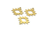 Brass Ethnic Charm, 24 Raw Brass Ethnic Motif Charms With 1 Loop, Earring Charms (15x18x0.60mm) A3393