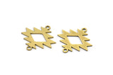 Brass Ethnic Charm, 24 Raw Brass Ethnic Motif Charms With 2 Loops, Earring Charms, Connectors (18x18x0.60mm) A3392