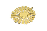 Brass Flower Charm, 2 Raw Brass Flower Shaped Charms With 1 Loop, Charm Pendants (44x41x0.60mm) A3431