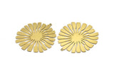 Brass Flower Charm, 2 Raw Brass Flower Shaped Charms With 1 Loop, Charm Pendants (44x41x0.60mm) A3431