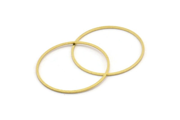 32mm Circle Connectors, 12 Raw Brass Circle Connectors (32x0.80mm) A3884