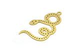 Brass Snake Charm, 6 Raw Brass Snake Pendants With 1 Loop, Charms, Findings (44x26x0.60mm) A3535