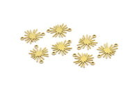 Brass Sun Charm, 50 Raw Brass Sun Charms With 2 Loops, Connectors (15x11x0.60mm) A3651