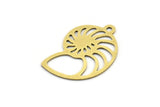 Brass Shell Charm, 12 Raw Brass Snail Shell Shaped Charms With 1 Loop, Earring Findings (26x18x0.60mm) A3532