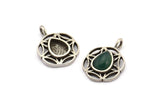Gümüş Çiçek Tılsımı, 1 Halkalı 4 Antik Gümüş Kaplamalı Pirinç Çiçek Tılsımı - Ped Boyutu 6x8mm (15mm) N2064 H1475