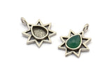 Silver Star Charm, 4 Antique Silver Plated Brass Star Charms With 1 Loop - Pad Size 6x8mm (21x17mm) N2069 H1470