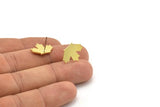 Brass Leaf Earring, 8 Raw Brass Leaf Stud Earrings, Findings (13x17x1mm) A3723