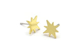Brass North Star Earring, 12 Raw Brass Pole Star Shaped Stud Earrings (12x1mm) A3739