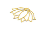 Brass Flower Charm, 10 Raw Brass Lotus Flower Charms With 1 Hole, Findings (40x28x0.60mm) A3958