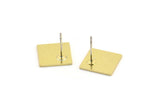 Brass Square Earring, 8 Raw Brass Square Shaped Stud Earrings (12x12x0.80mm) A3978
