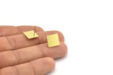 Brass Square Earring, 8 Raw Brass Square Shaped Stud Earrings (12x12x0.80mm) A3978